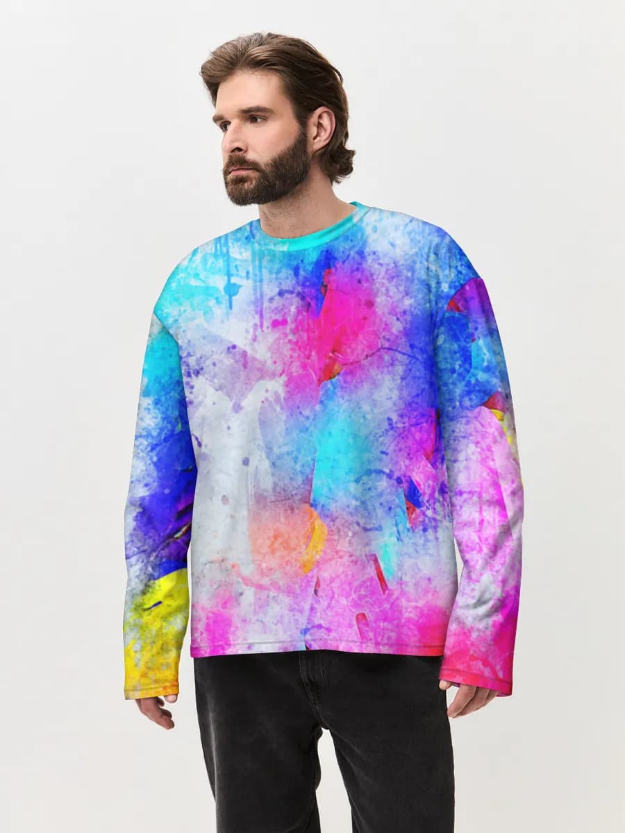 Herren Oversized Baumwoll Langarmshirt
