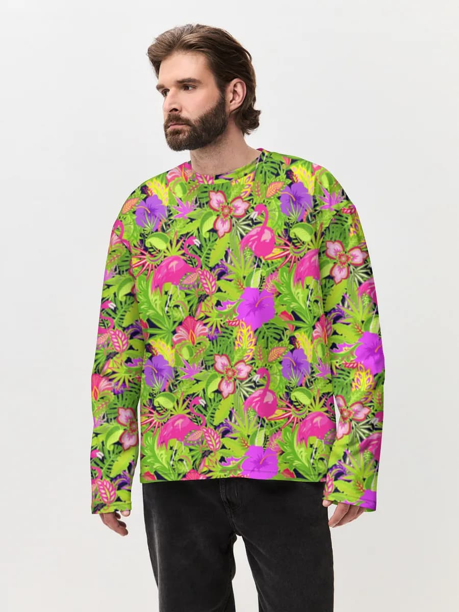 Herren Oversized Baumwoll Langarmshirt