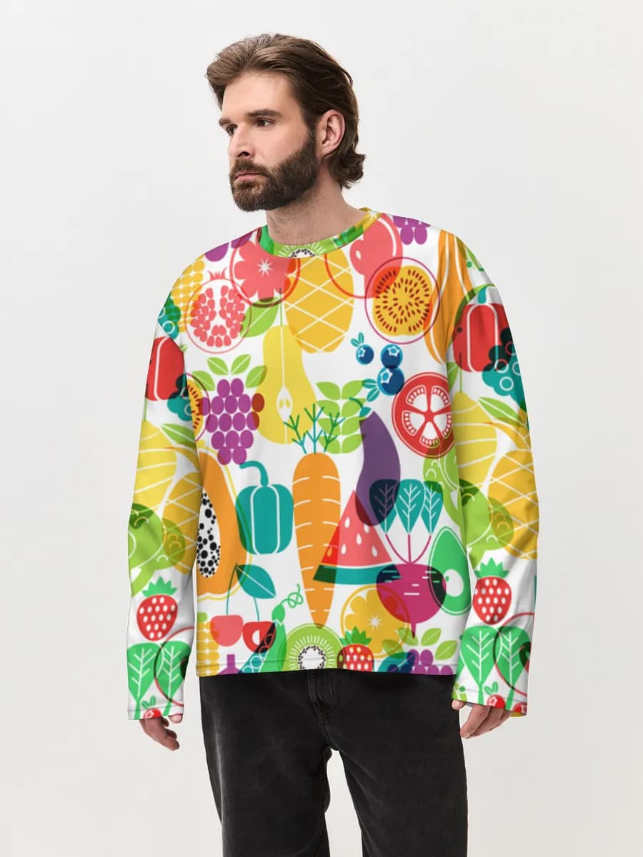 Camiseta de manga larga de algodón extragrande para hombre