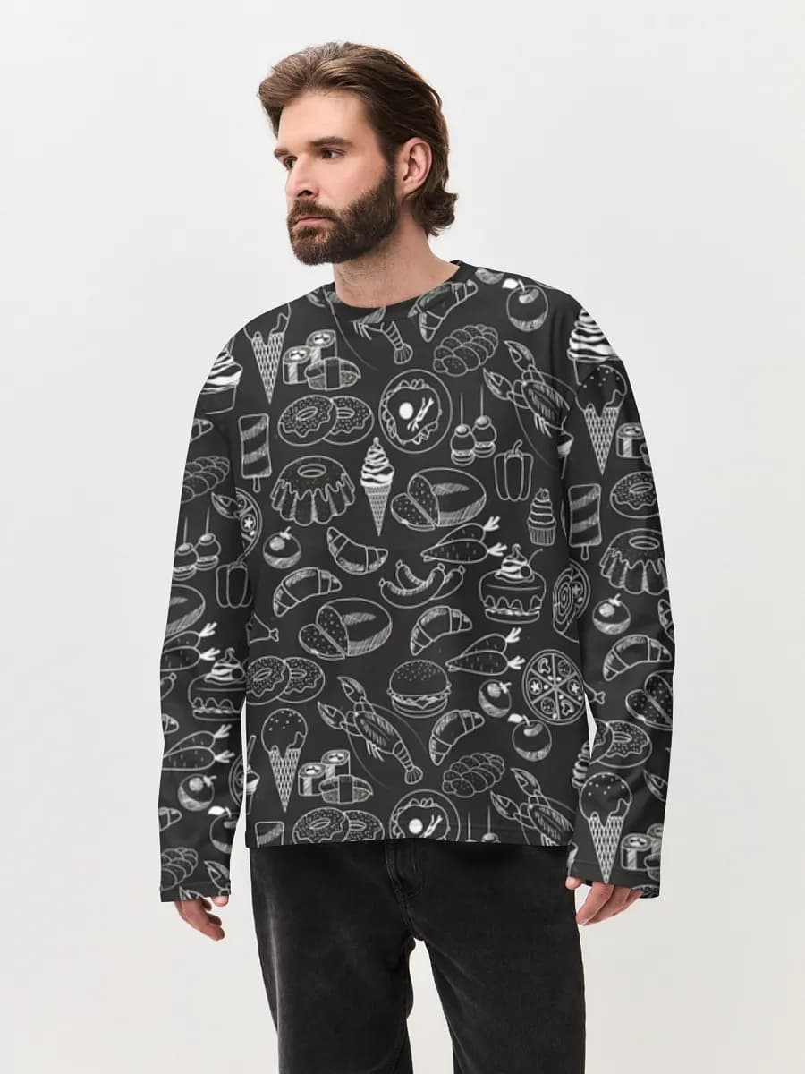 Herren Oversized Baumwoll Langarmshirt