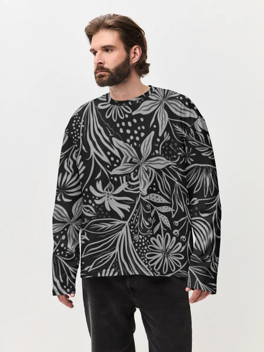 Camiseta de manga larga de algodón extragrande para hombre