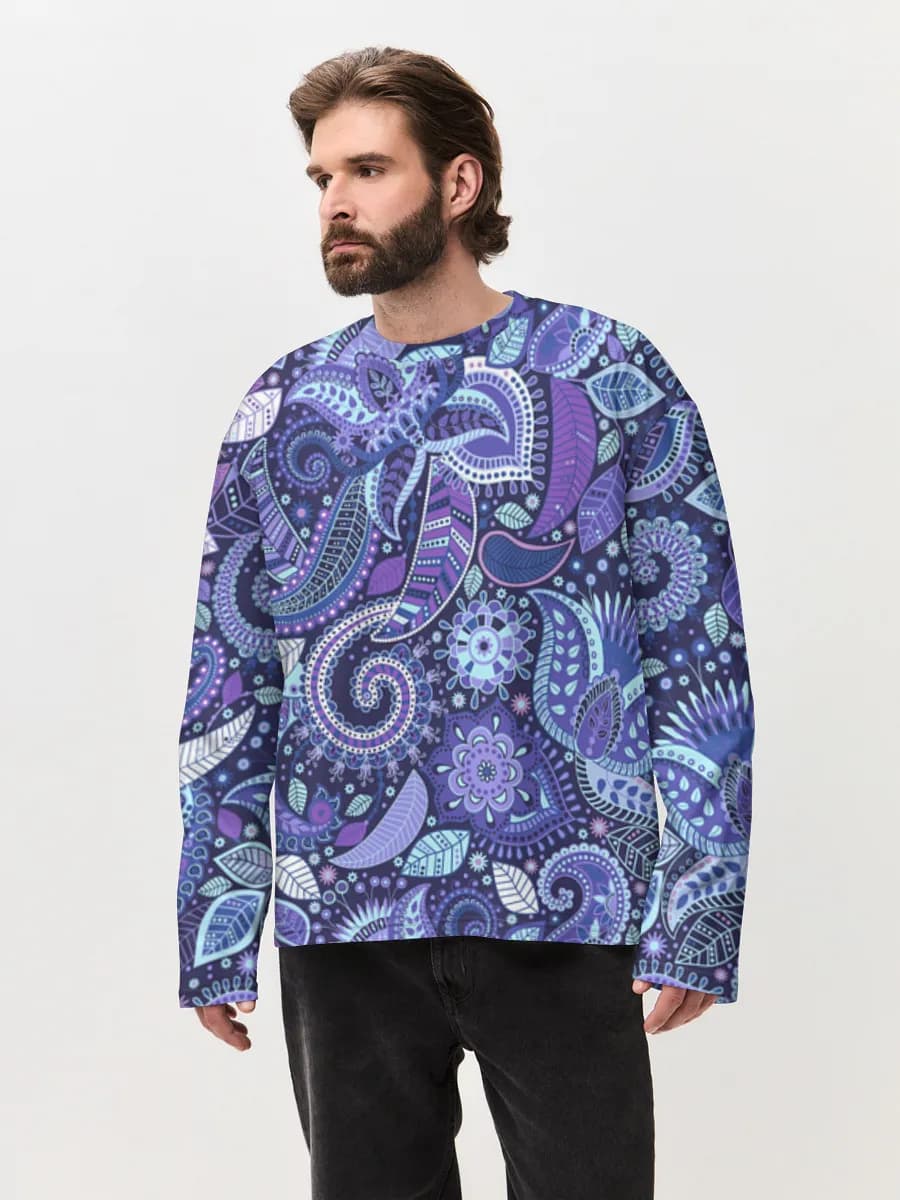 Herren Oversized Baumwoll Langarmshirt