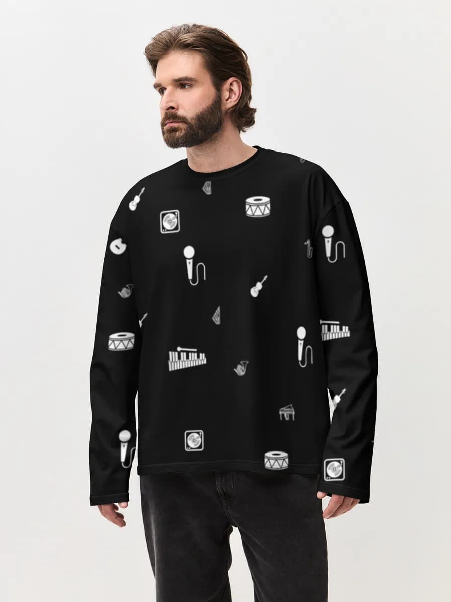 Camiseta de manga larga de algodón extragrande para hombre