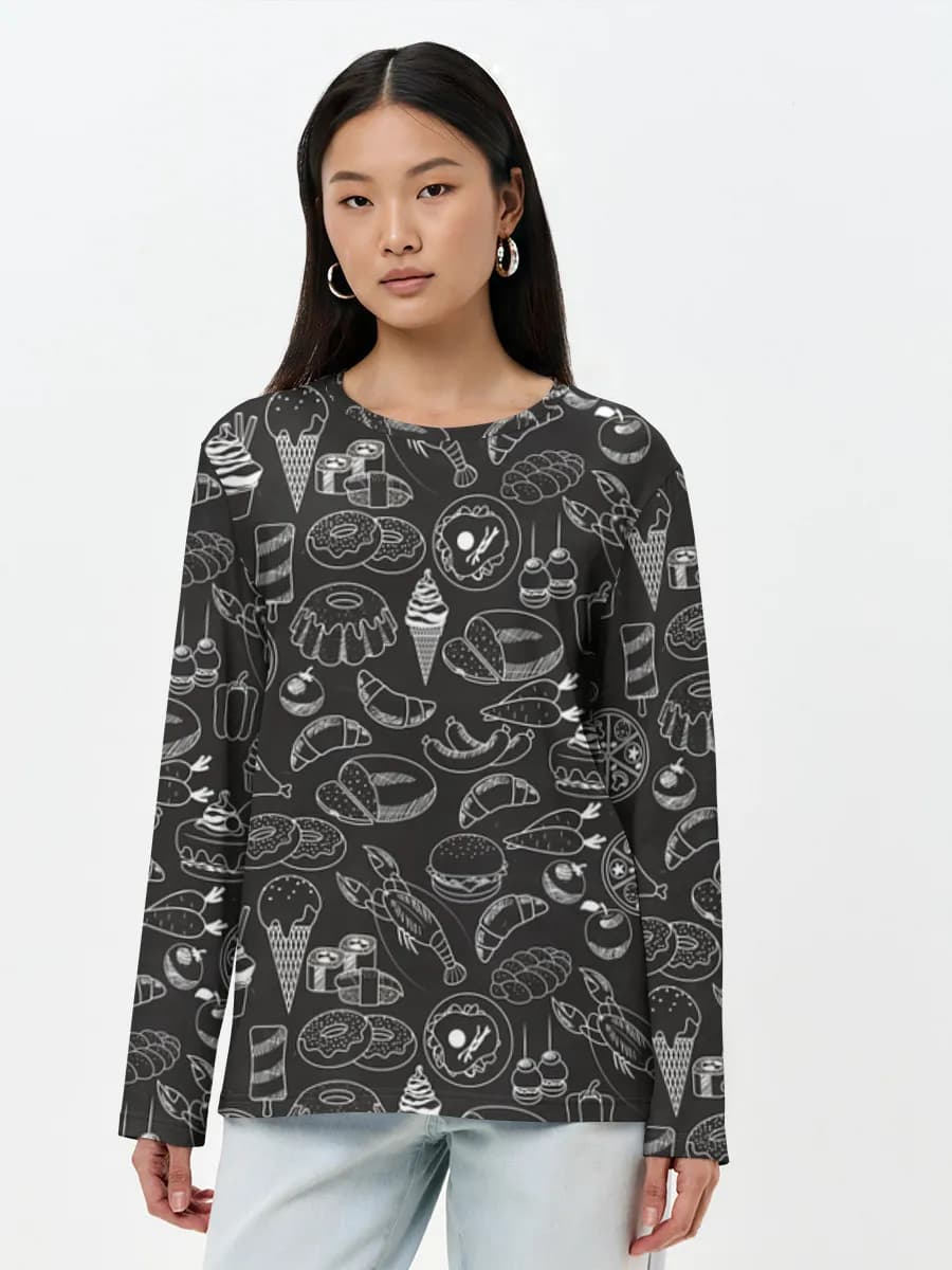 Damen Baumwoll Langarmshirt