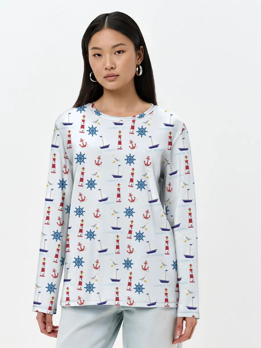Damen Baumwoll Langarmshirt