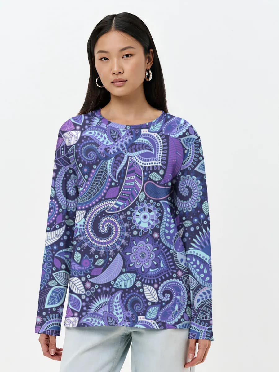 Damen Baumwoll Langarmshirt