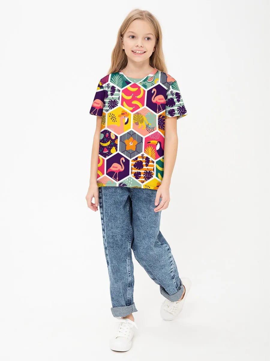 Tropical Hexagon Jungle Collage
