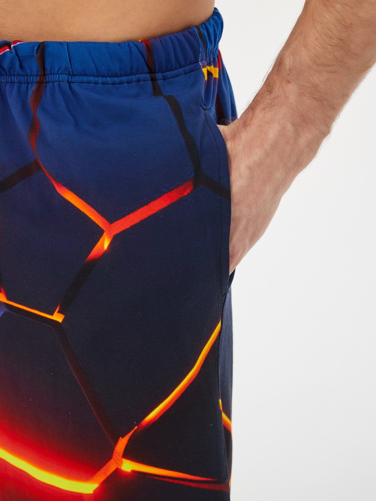 Reactive print up close — ink lives inside the cotton fiber